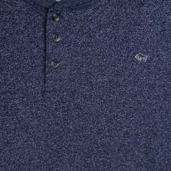 Buffalo David Bitton Men’s Casual Heathered Blue Henley XL Long Sleeve Shirt - Picture 3 of 8